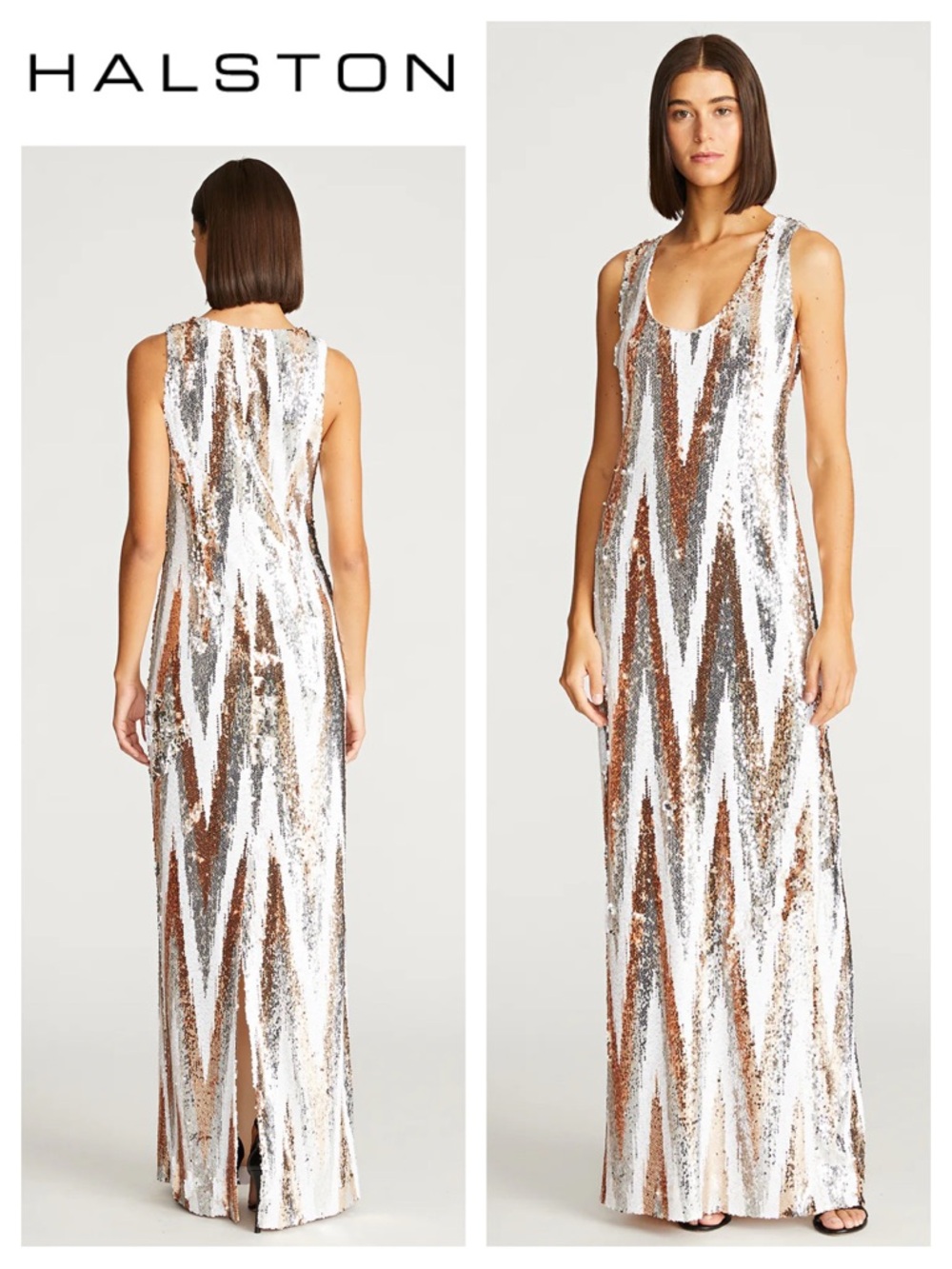 HALSTON Eleanor Gown In Chevron Sequin